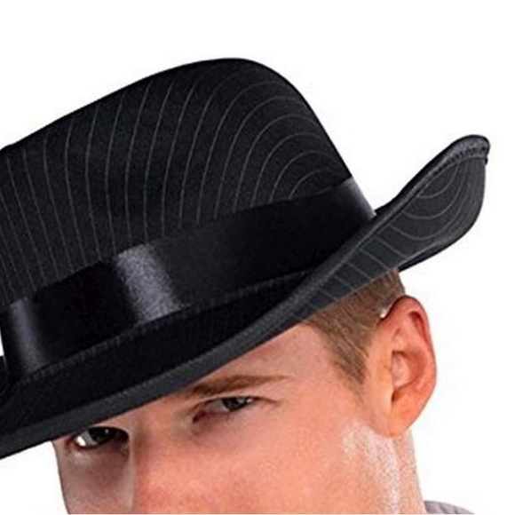 Costume USA Roaring 20s Fedora Black Pinstriped Gangster Mafia Hat NWT Halloween - Picture 6 of 6
